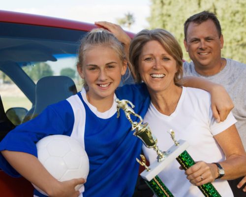 Soccer Mom with Daughter and Husband
